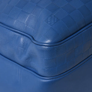 LOUIS VUITTON ルイヴィトン ミカエル バックパック N41353 ダミエアンフィニ ネプテューヌ ブルー 型押しレザー リュックサック BA0134 メタル金具 良品 中古 4a005096