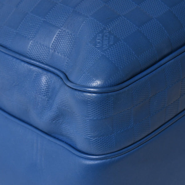 LOUIS VUITTON ルイヴィトン ミカエル バックパック N41353 ダミエアンフィニ ネプテューヌ ブルー 型押しレザー リュックサック BA0134 メタル金具 良品 中古 4a005096