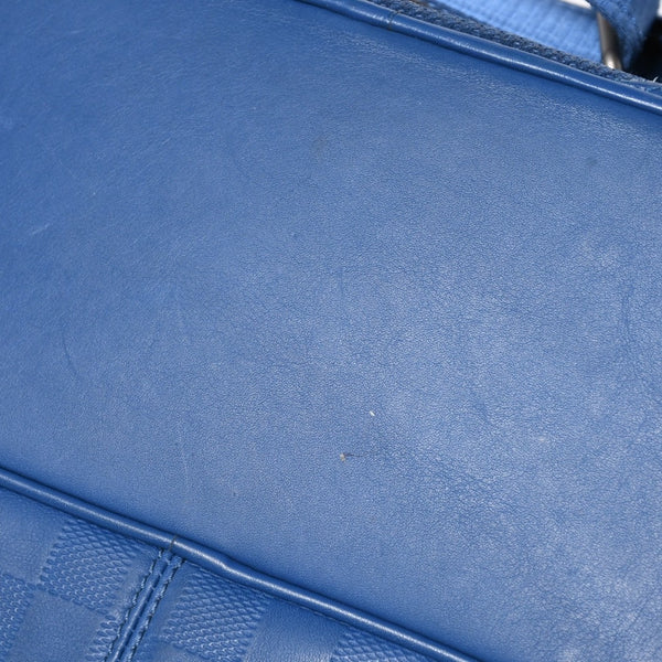 LOUIS VUITTON ルイヴィトン ミカエル バックパック N41353 ダミエアンフィニ ネプテューヌ ブルー 型押しレザー リュックサック BA0134 メタル金具 良品 中古 4a005096