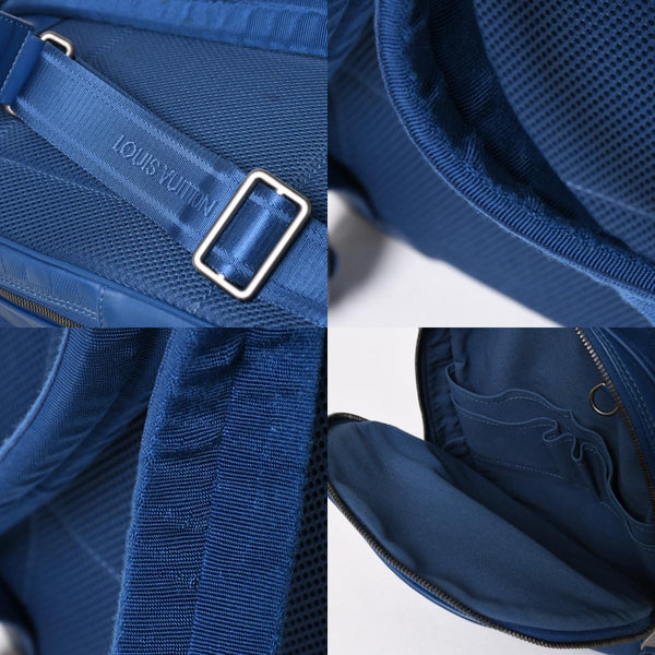 LOUIS VUITTON ルイヴィトン ミカエル バックパック N41353 ダミエアンフィニ ネプテューヌ ブルー 型押しレザー リュックサック BA0134 メタル金具 良品 中古 4a005096