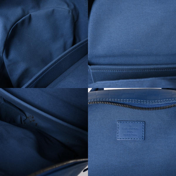 LOUIS VUITTON ルイヴィトン ミカエル バックパック N41353 ダミエアンフィニ ネプテューヌ ブルー 型押しレザー リュックサック BA0134 メタル金具 良品 中古 4a005096