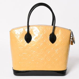 極美品 LOUIS VUITTON ルイヴィトン ロックイットPM ハンドバッグ モノグラムヴェルニ M90251 イエロー ブラック ゴールド金具 中古 4a005262