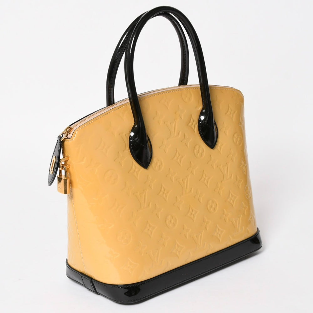 極美品 LOUIS VUITTON ルイヴィトン ロックイットPM ハンドバッグ モノグラムヴェルニ M90251 イエロー ブラック ゴールド金具 中古 4a005262