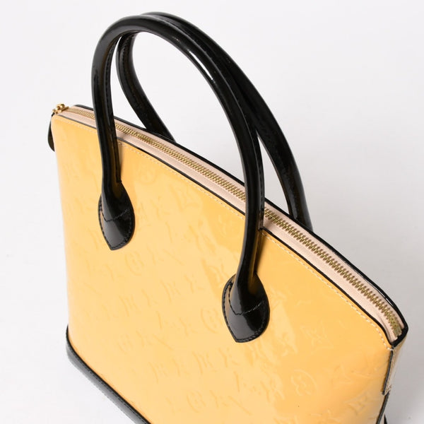 極美品 LOUIS VUITTON ルイヴィトン ロックイットPM ハンドバッグ モノグラムヴェルニ M90251 イエロー ブラック ゴールド金具 中古 4a005262