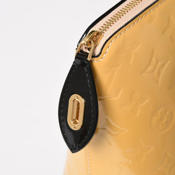 極美品 LOUIS VUITTON ルイヴィトン ロックイットPM ハンドバッグ モノグラムヴェルニ M90251 イエロー ブラック ゴールド金具 中古 4a005262
