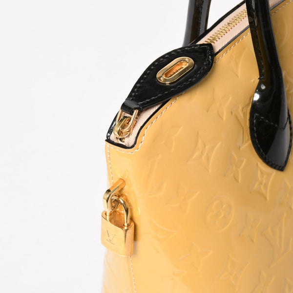 極美品 LOUIS VUITTON ルイヴィトン ロックイットPM ハンドバッグ モノグラムヴェルニ M90251 イエロー ブラック ゴールド金具 中古 4a005262