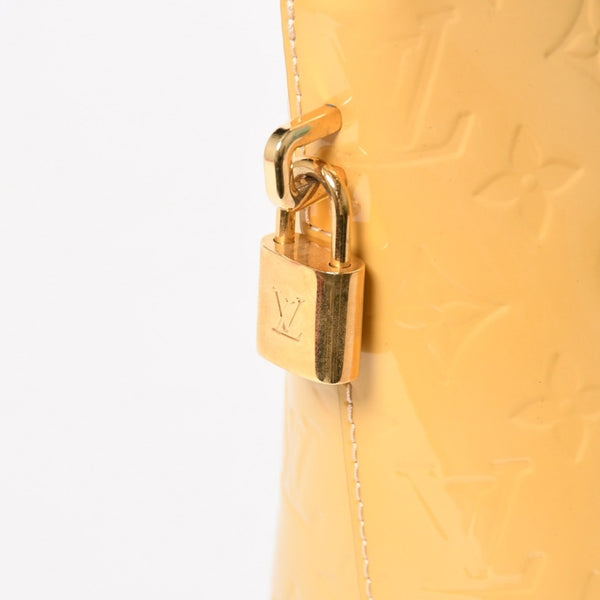 極美品 LOUIS VUITTON ルイヴィトン ロックイットPM ハンドバッグ モノグラムヴェルニ M90251 イエロー ブラック ゴールド金具 中古 4a005262