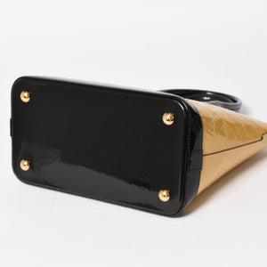 極美品 LOUIS VUITTON ルイヴィトン ロックイットPM ハンドバッグ モノグラムヴェルニ M90251 イエロー ブラック ゴールド金具 中古 4a005262