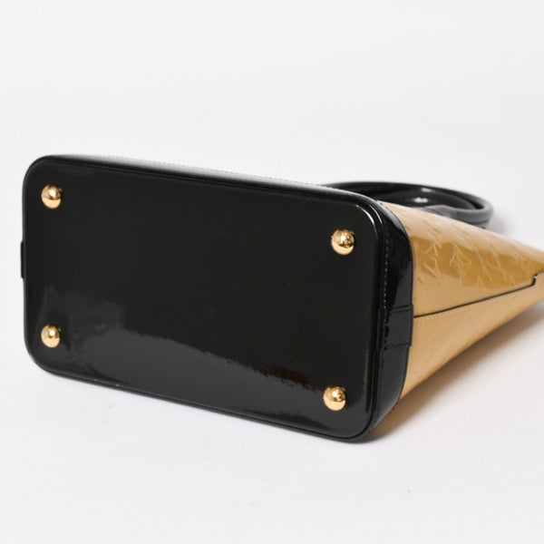 極美品 LOUIS VUITTON ルイヴィトン ロックイットPM ハンドバッグ モノグラムヴェルニ M90251 イエロー ブラック ゴールド金具 中古 4a005262