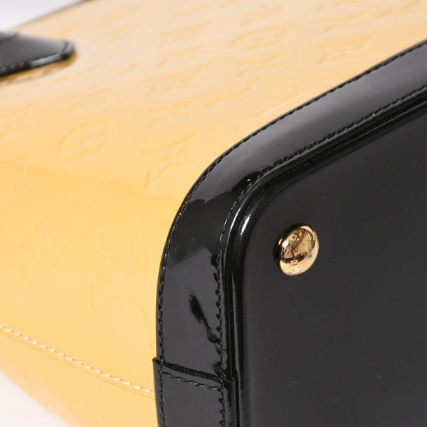 極美品 LOUIS VUITTON ルイヴィトン ロックイットPM ハンドバッグ モノグラムヴェルニ M90251 イエロー ブラック ゴールド金具 中古 4a005262