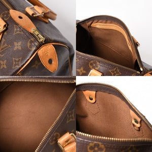 LOUIS VUITTON Speedy 25 Handbag M41528 Monogram PVC Coated Canvas Leather Brown Gold Hardware Good Condition Used 4a004905