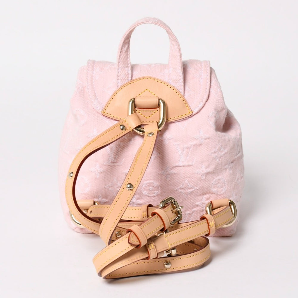 新品同様 LOUISVUITTON ルイヴィトン モノグラムデニム ヴェニス M13031 モノグラム デニム キャンバス リュック ピンク ゴールド金具 中古 4a005121