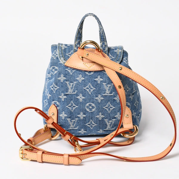 Like new LOUISVUITTON Monogram Denim Venice M46836 Monogram Denim Canvas Backpack Blue Gold Hardware Used 4a005038