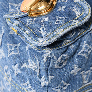 Like new LOUISVUITTON Monogram Denim Venice M46836 Monogram Denim Canvas Backpack Blue Gold Hardware Used 4a005038
