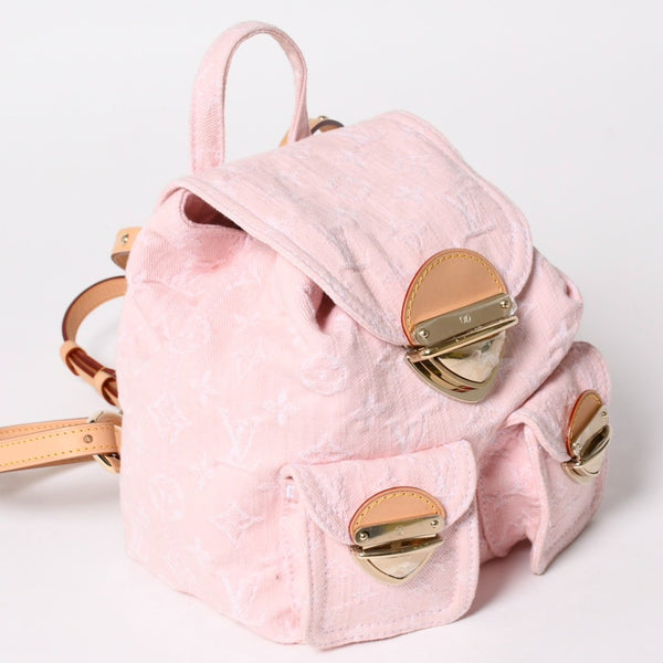 Like new LOUISVUITTON Monogram Denim Venice M13031 Monogram Denim Canvas Backpack Pink Gold Hardware Used 4a005121
