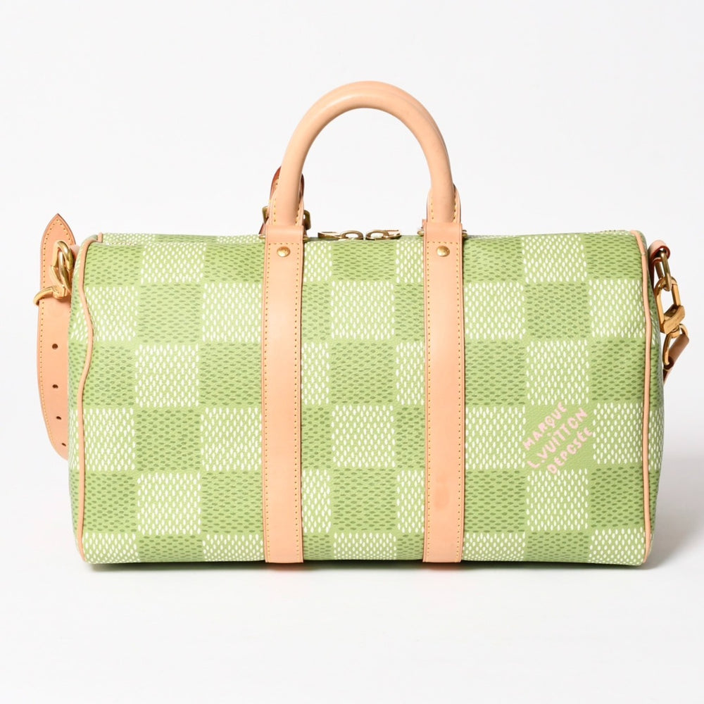 Very good condition LOUIS VUITTON Keepall Bandouliere 35 2WAY bag N40671 Damier Golf Green Tyler,The Creator Used 4a005112