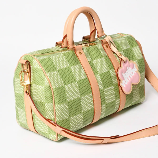 Very good condition LOUIS VUITTON Keepall Bandouliere 35 2WAY bag N40671 Damier Golf Green Tyler,The Creator Used 4a005112