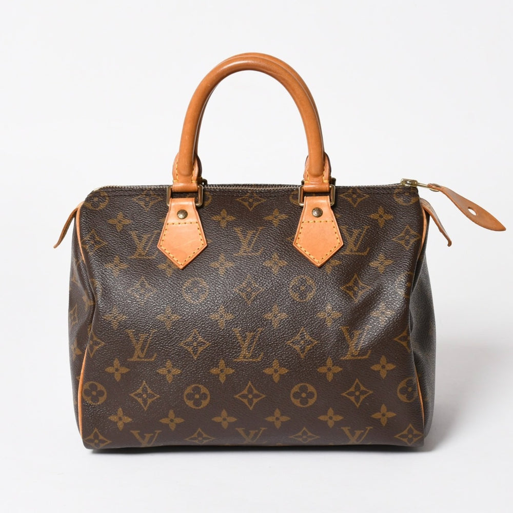 LOUIS VUITTON Speedy 25 Handbag M41528 Monogram PVC Coated Canvas Leather Brown Gold Hardware Good Condition Used 4a004905