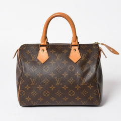 LOUIS VUITTON Speedy 25 Handbag M41528 Monogram PVC Coated Canvas Leather Brown Gold Hardware Good Condition Used 4a004905