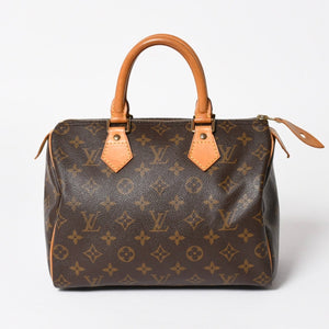 LOUIS VUITTON Speedy 25 Handbag M41528 Monogram PVC Coated Canvas Leather Brown Gold Hardware Good Condition Used 4a004905
