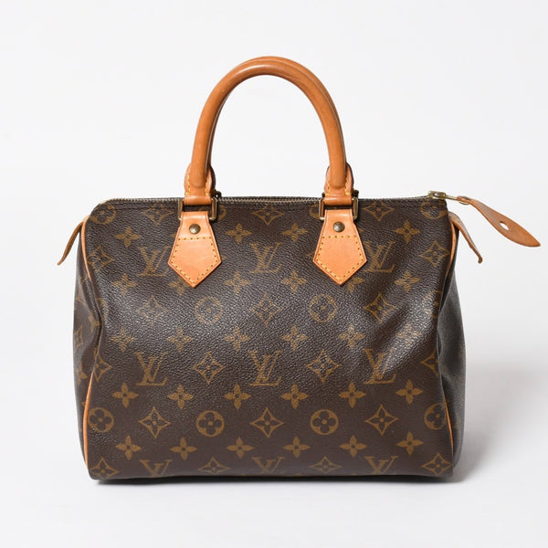 LOUIS VUITTON Speedy 25 Handbag M41528 Monogram PVC Coated Canvas Leather Brown Gold Hardware Good Condition Used 4a004905