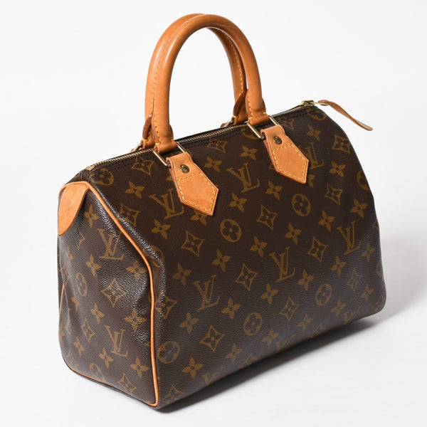 LOUIS VUITTON Speedy 25 Handbag M41528 Monogram PVC Coated Canvas Leather Brown Gold Hardware Good Condition Used 4a004905