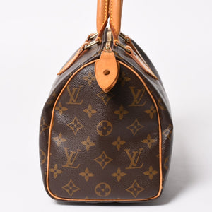 LOUIS VUITTON Speedy 25 Handbag M41528 Monogram PVC Coated Canvas Leather Brown Gold Hardware Good Condition Used 4a004905