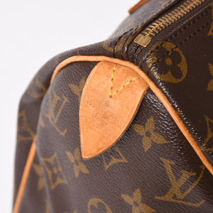 LOUIS VUITTON Speedy 25 Handbag M41528 Monogram PVC Coated Canvas Leather Brown Gold Hardware Good Condition Used 4a004905