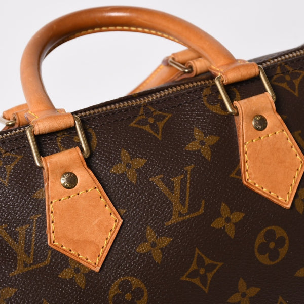 LOUIS VUITTON Speedy 25 Handbag M41528 Monogram PVC Coated Canvas Leather Brown Gold Hardware Good Condition Used 4a004905