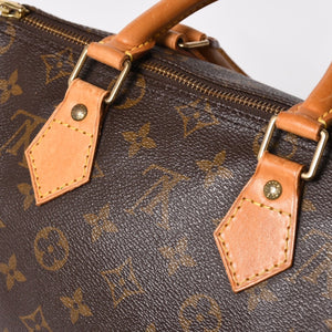 LOUIS VUITTON Speedy 25 Handbag M41528 Monogram PVC Coated Canvas Leather Brown Gold Hardware Good Condition Used 4a004905