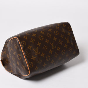 LOUIS VUITTON Speedy 25 Handbag M41528 Monogram PVC Coated Canvas Leather Brown Gold Hardware Good Condition Used 4a004905