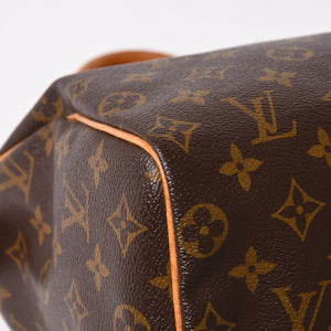 LOUIS VUITTON Speedy 25 Handbag M41528 Monogram PVC Coated Canvas Leather Brown Gold Hardware Good Condition Used 4a004905