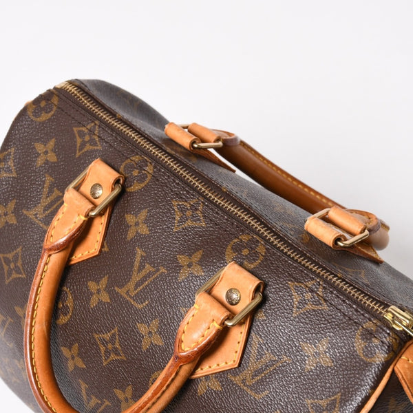 LOUIS VUITTON Speedy 25 Handbag M41528 Monogram PVC Coated Canvas Leather Brown Gold Hardware Good Condition Used 4a004905