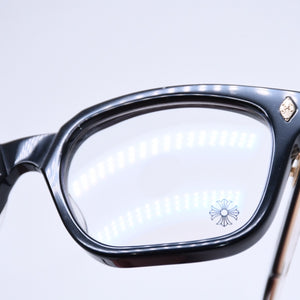 CHROME HEARTS クロムハーツ AMBIDIXTROUS ウェリントン型サングラス 伊達メガネ CHプラス BK-18KGP 53□21-151 日本製 美品 中古 4a005127