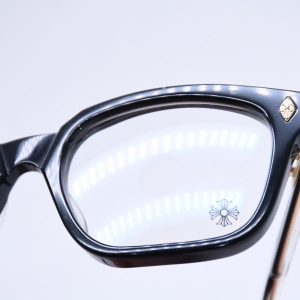CHROME HEARTS クロムハーツ AMBIDIXTROUS ウェリントン型サングラス 伊達メガネ CHプラス BK-18KGP 53□21-151 日本製 美品 中古 4a005127