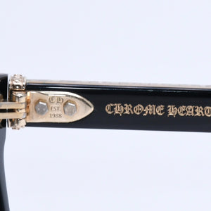 CHROME HEARTS クロムハーツ AMBIDIXTROUS ウェリントン型サングラス 伊達メガネ CHプラス BK-18KGP 53□21-151 日本製 美品 中古 4a005127