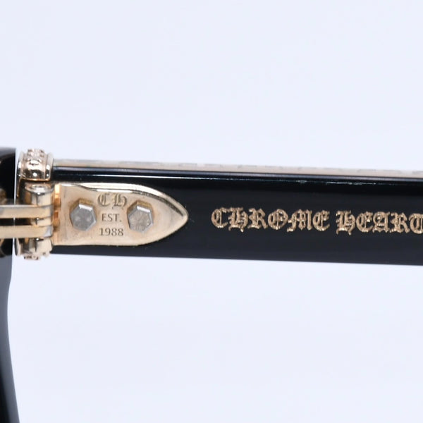 CHROME HEARTS クロムハーツ AMBIDIXTROUS ウェリントン型サングラス 伊達メガネ CHプラス BK-18KGP 53□21-151 日本製 美品 中古 4a005127