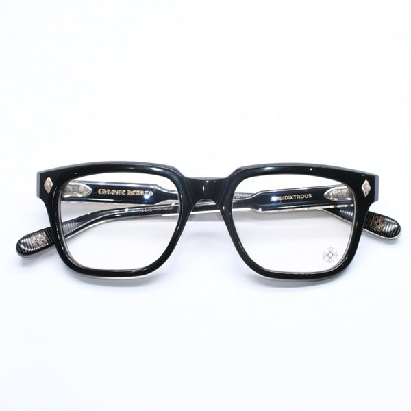 CHROME HEARTS クロムハーツ AMBIDIXTROUS ウェリントン型サングラス 伊達メガネ CHプラス BK-18KGP 53□21-151 日本製 美品 中古 4a005127