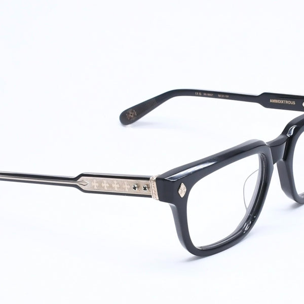 CHROME HEARTS クロムハーツ AMBIDIXTROUS ウェリントン型サングラス 伊達メガネ CHプラス BK-18KGP 53□21-151 日本製 美品 中古 4a005127