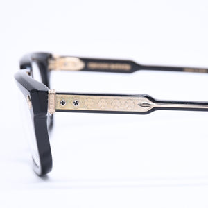 CHROME HEARTS クロムハーツ AMBIDIXTROUS ウェリントン型サングラス 伊達メガネ CHプラス BK-18KGP 53□21-151 日本製 美品 中古 4a005127