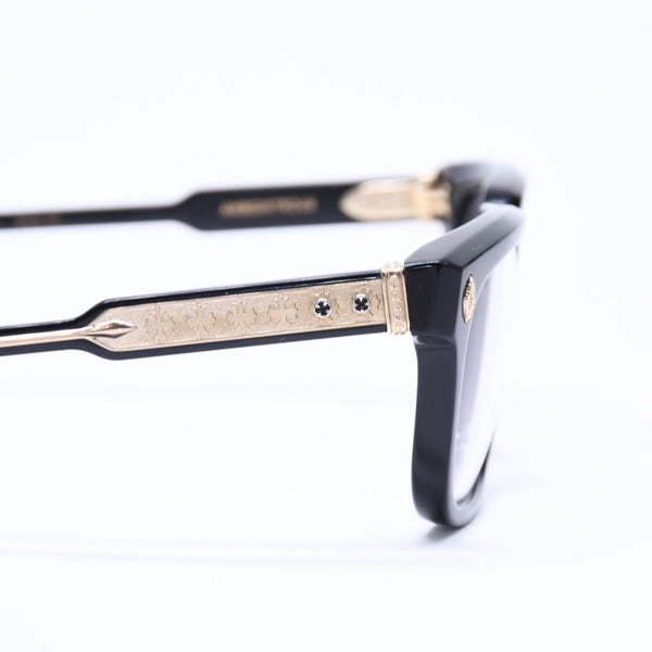 CHROME HEARTS クロムハーツ AMBIDIXTROUS ウェリントン型サングラス 伊達メガネ CHプラス BK-18KGP 53□21-151 日本製 美品 中古 4a005127