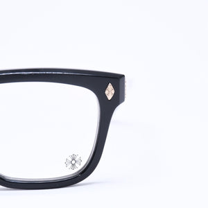 CHROME HEARTS クロムハーツ AMBIDIXTROUS ウェリントン型サングラス 伊達メガネ CHプラス BK-18KGP 53□21-151 日本製 美品 中古 4a005127