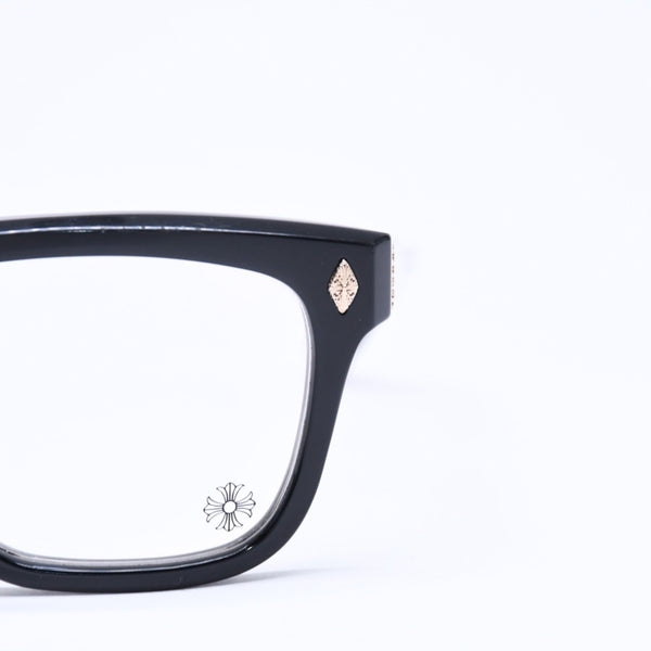 CHROME HEARTS クロムハーツ AMBIDIXTROUS ウェリントン型サングラス 伊達メガネ CHプラス BK-18KGP 53□21-151 日本製 美品 中古 4a005127