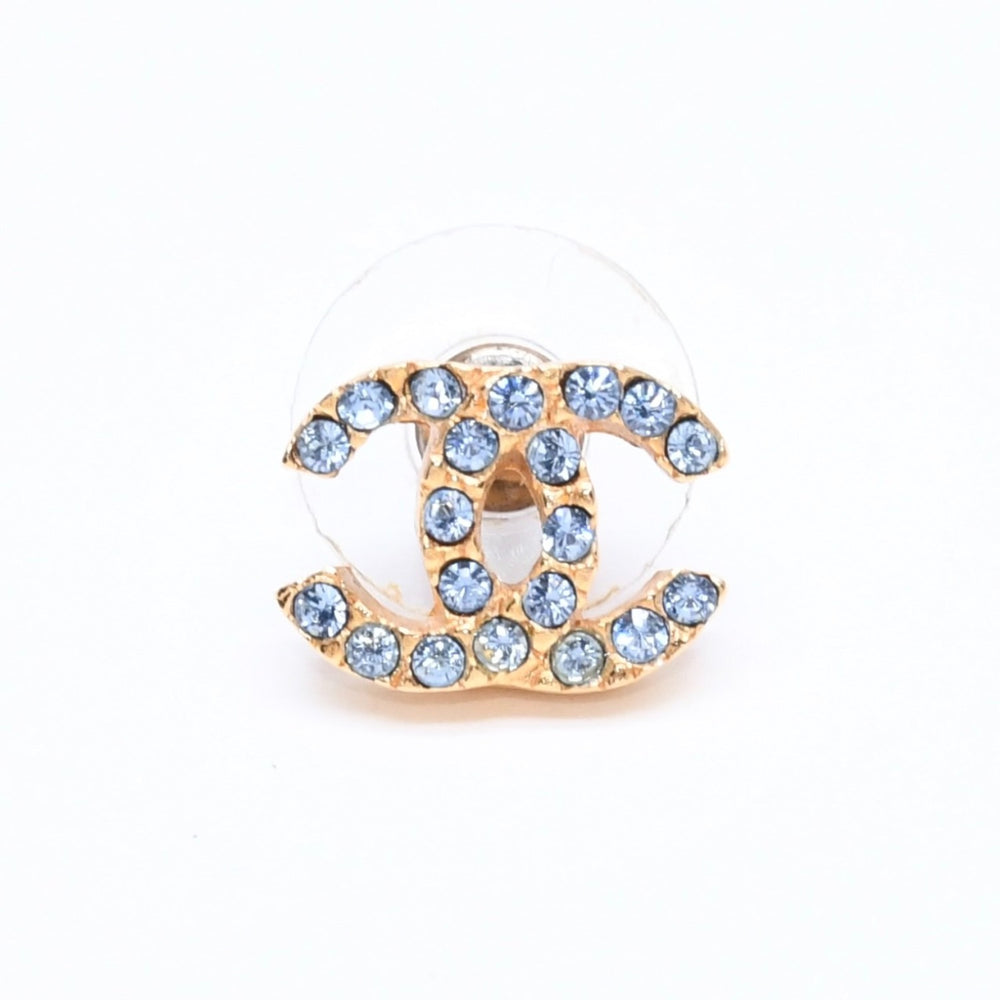 極美品 CHANEL シャネル ピアス 片耳ピアス ココマーク ラインストーン ゴールド 01P刻印 重量約1.74g 中古 4a005147