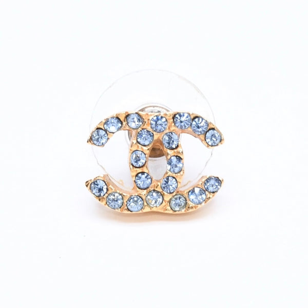 極美品 CHANEL シャネル ピアス 片耳ピアス ココマーク ラインストーン ゴールド 01P刻印 重量約1.74g 中古 4a005147