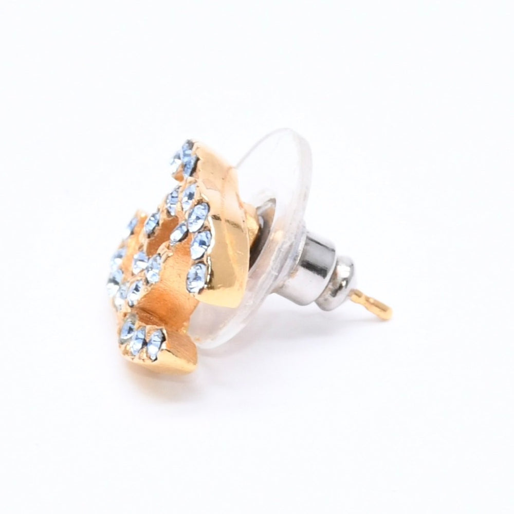 Very Good Condition CHANEL Earrings One Ear Earrings Coco Mark Rhinestone Gold 01P Engraved Weight Approx. 1.74g Used 4a005147