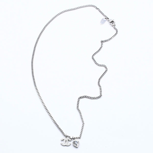 CHANEL シャネル ココマーク ネックレス シルバー ラインストーン ハート 09C刻印 重量約7.03g 美品 中古 4a005151