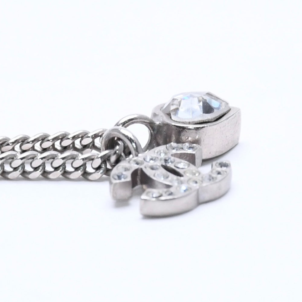 CHANEL シャネル ココマーク ネックレス シルバー ラインストーン ハート 09C刻印 重量約7.03g 美品 中古 4a005151