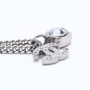 CHANEL シャネル ココマーク ネックレス シルバー ラインストーン ハート 09C刻印 重量約7.03g 美品 中古 4a005151