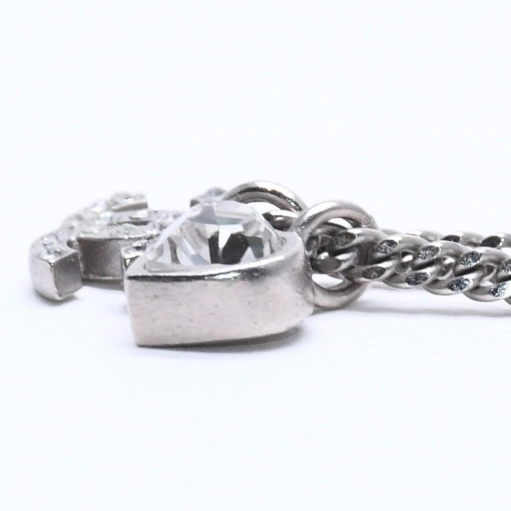 CHANEL シャネル ココマーク ネックレス シルバー ラインストーン ハート 09C刻印 重量約7.03g 美品 中古 4a005151